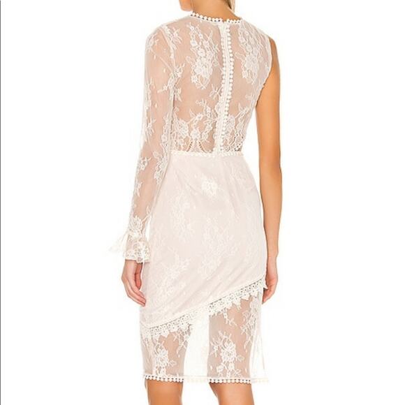 Revolve NBD Karina Cream Lace Cut Out One Sleeve Cocktail Dress Small NWT Bridal - Picture 15 of 15